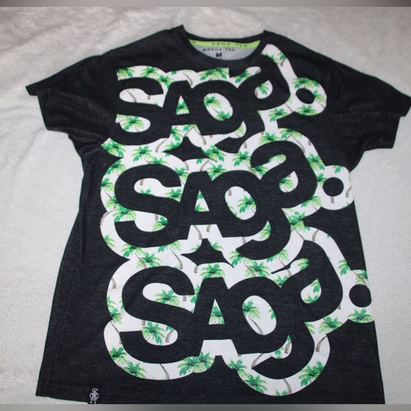 Saga-Tek Graphic T-Shirt Medium Black Short Sleeve - Picture 1 of 5
